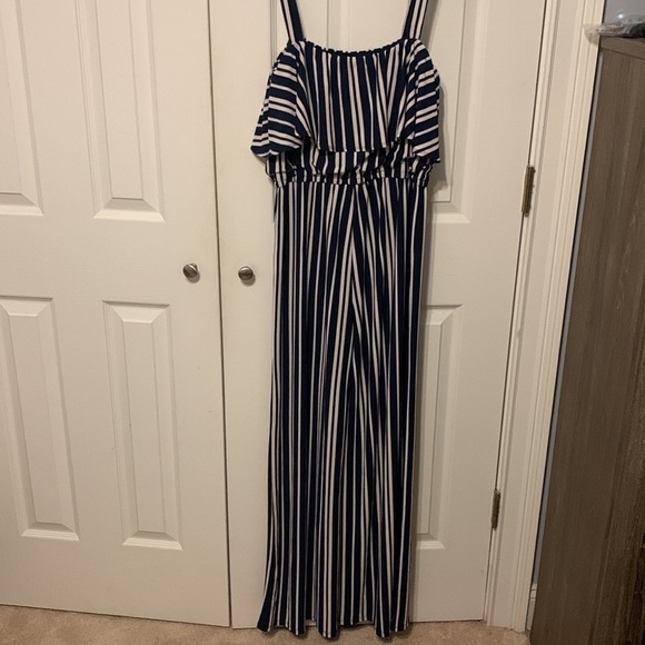 Bar III Ruffled Bodice Striped Jumpsuit - Picture 7 of 10